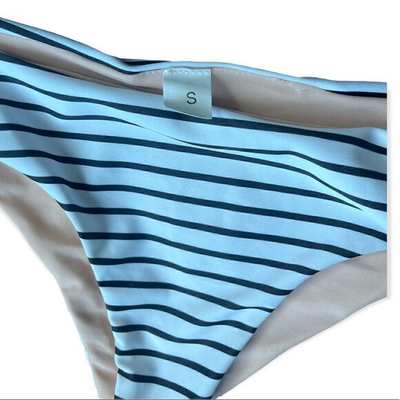 BLACK STRIPED WHITE BIKINI BOTTOMS SMALL - Picture 4 of 7